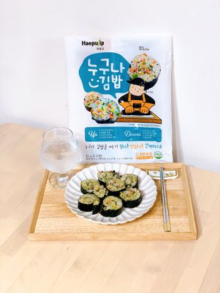 해풀잎 누구나 김밥*1ea [(혼합야채 35g *1ea,  김밥김 (5g, 5ea),  양념간장 (6g, 5ea), 참기름(5g, 2ea)] — 5점을 준 리뷰어가 2022년 8월 올린 사용 사진