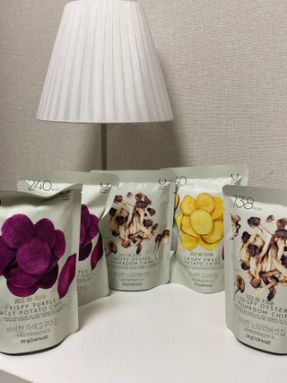 딜라이트 프로젝트 바삭한 원물칩 3종 고구마칩, 자색고구마칩, 느타리버섯칩 [총 6봉지] — 4.5점을 준 리뷰어가 2022년 3월 올린 사용 사진