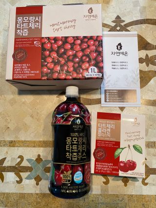자연에온 몽모랑시 타트체리 3종 세트 구성 - 저분자콜라겐젤리, NFC 착즙주스 — 5점을 준 리뷰어가 2021년 7월 올린 사용 사진