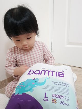 오브맘 밤 프리미엄 아기 기저귀 팬티형 밴드형 — 5점을 준 리뷰어가 2020년 12월 올린 사용 사진