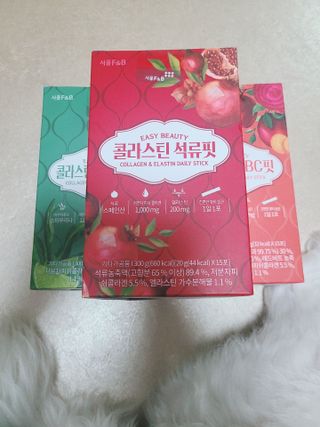 서울에프엔비 콜라스틴 3종 뷰티젤리스틱 45입 [ABC핏 15입 /  석류핏 15입 / 청스피루리나 15입] — 5점을 준 리뷰어가 2021년 7월 올린 사용 사진