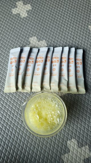 [음료수 대신 가능!]  빠르게 흡수되는 아임오 타먹는 콜라겐 1박스 — 5점을 준 리뷰어가 2023년 4월 올린 사용 사진