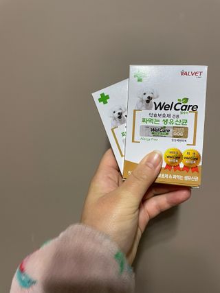 웰케어유산균 체험팩 10일분 (강아지용/고양이용) — 5점을 준 리뷰어가 2022년 12월 올린 사용 사진