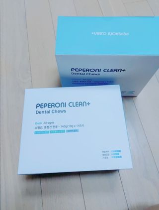 페페로니 2종 세트 클린플러스 덴탈껌 치킨+덕 — 5점을 준 리뷰어가 2021년 7월 올린 사용 사진