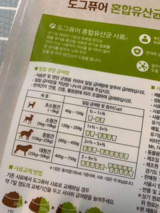 도그퓨어 피부와모질/혼합유산균/글루코사민 유기농 로스팅 사료 — 4점을 준 리뷰어가 2021년 10월 올린 사용 사진