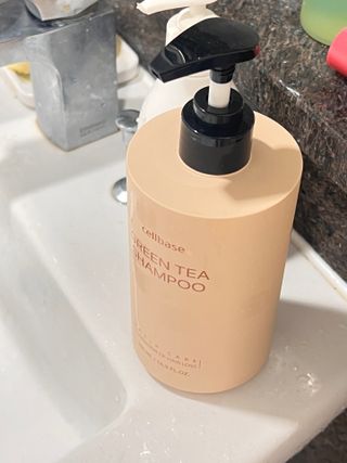 프리마인 더이상 뻣뻣하고 효과없는 탈모샴푸는 NO. 근본부터 케어하는 셀베이스 그린티샴푸(500ml) — 5점을 준 리뷰어가 2023년 5월 올린 사용 사진