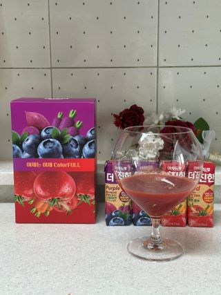[롯데칠성] 야채듬뿍 더'진한 [롯데칠성] 야채는 이제 COLORFULL! 야채듬뿍  더 진한 레드 4개 +퍼플 4개 (총 8개) — 5점을 준 리뷰어가 2023년 6월 올린 사용 사진