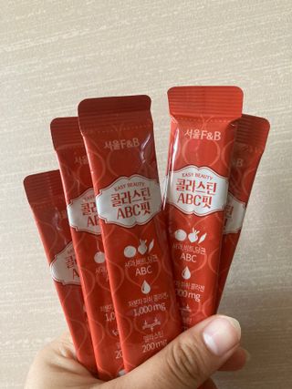 서울에프엔비 콜라스틴 3종 뷰티젤리스틱 45입 [ABC핏 15입 /  석류핏 15입 / 청스피루리나 15입] — 5점을 준 리뷰어가 2021년 8월 올린 사용 사진