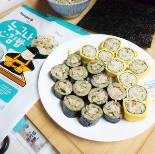 해풀잎 누구나 김밥*1ea [(혼합야채 35g *1ea,  김밥김 (5g, 5ea),  양념간장 (6g, 5ea), 참기름(5g, 2ea)] — 4점을 준 리뷰어가 2022년 5월 올린 사용 사진