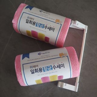 위케어 일회용 향균 수세미 50매 2롤 세트 총 100매 Pink — 5점을 준 리뷰어가 2021년 2월 올린 사용 사진