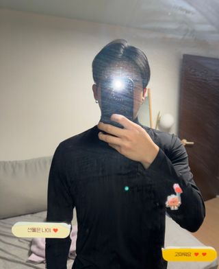 다운블로우_DBFWLB-6000M_FW 남자 스포츠 기능성 골프웨어 기모 이너 티셔츠(블랙) — 5점을 준 리뷰어가 2024년 12월 올린 사용 사진