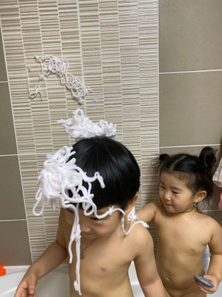 여우두마리 아기 버블클렌저 버블폼 거품놀이 유아바디워시 배쓰밤 입욕제 — 4점을 준 리뷰어가 2021년 2월 올린 사용 사진