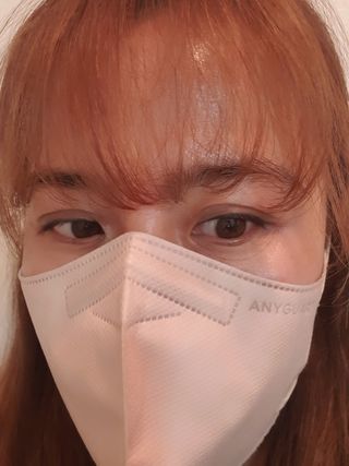 애니가드 셋업마스크 4컬러 각 10매입 [크리미베이지, 캐시미어로즈, 초콜렛브라운, 미드나잇네이비] — 5점을 준 리뷰어가 2022년 2월 올린 사용 사진