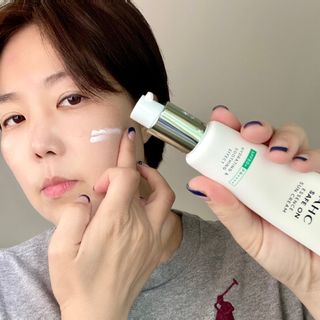 [AHC] 세이프온 에센스 선크림 올리브영 스페셜 증정 기획세트 — 5점을 준 리뷰어가 2022년 6월 올린 사용 사진