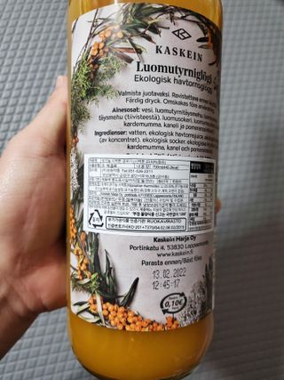 H365 [Kaskein Luomutyrniglögi] 핀란드 전통 무알콜 멀드와인 시벅톤 글로기 — 4점을 준 리뷰어가 2021년 4월 올린 사용 사진