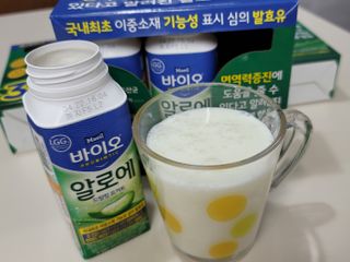 LIVE 매일바이오 알로에 드링킹 요거트 — 5점을 준 리뷰어가 2022년 4월 올린 사용 사진