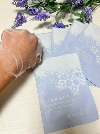 비프리코스메틱 더블아이스진정마스크팩 5매 — 5점을 준 리뷰어가 2023년 2월 올린 사용 사진