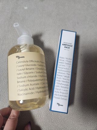 빅그린 카렌듈라(지성두피용)&시카(중건성두피용)탈모샴푸500ml-택1,빅그린 프리미어바이옴탈모앰플팩 60ml — 4.5점을 준 리뷰어가 2023년 1월 올린 사용 사진