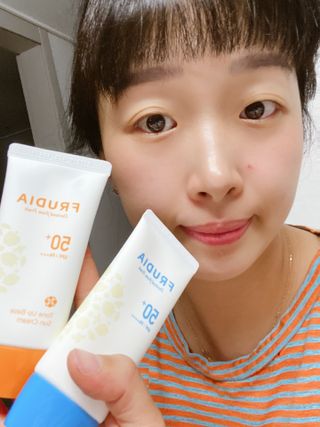 [후르디아] 혼합자차 선 에센스+톤업 선크림 2종 — 5점을 준 리뷰어가 2021년 8월 올린 사용 사진