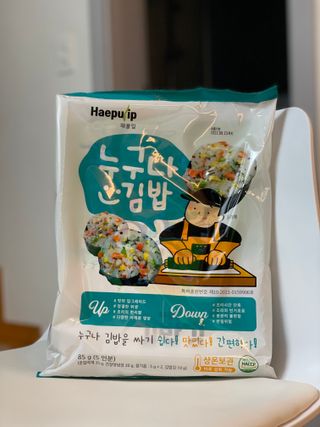 해풀잎 누구나 김밥*1ea [(혼합야채 35g *1ea,  김밥김 (5g, 5ea),  양념간장 (6g, 5ea), 참기름(5g, 2ea)] — 5점을 준 리뷰어가 2022년 7월 올린 사용 사진