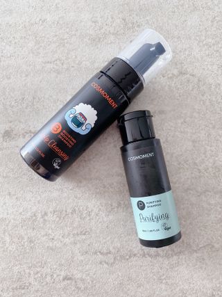 코스모먼트 부스티모 부스팅샴푸60ml + 비듬세정 진정샴푸50ml — 5점을 준 리뷰어가 2022년 1월 올린 사용 사진