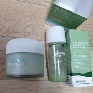 김정문알로에 큐어 큐어 알로에 리프레쉬 젤리 세럼, 큐어 알로에 하이드로 젤리 크림 — 4점을 준 리뷰어가 2021년 2월 올린 사용 사진