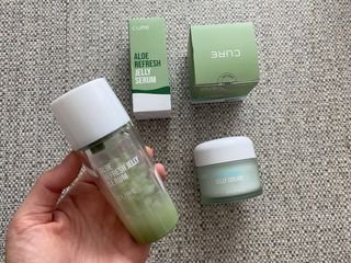 김정문알로에 큐어 큐어 알로에 리프레쉬 젤리 세럼, 큐어 알로에 하이드로 젤리 크림 — 5점을 준 리뷰어가 2021년 2월 올린 사용 사진