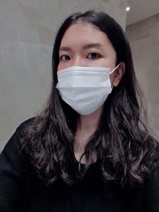 JHWORLD 스누피 마스크 정품 스누피 KF-AD 국내 비말차단 아동용 성인용 일회용 덴탈마스크 50매 — 5점을 준 리뷰어가 2021년 6월 올린 사용 사진