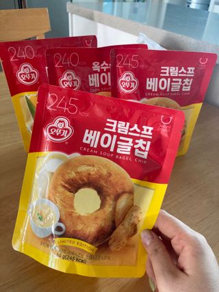 딜라이트 프로젝트 오뚜기스프 베이글칩 2종 — 5점을 준 리뷰어가 2021년 8월 올린 사용 사진