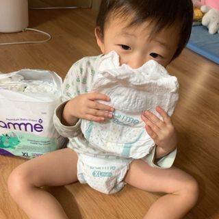 오브맘 밤 프리미엄 아기 기저귀 팬티형 밴드형 — 5점을 준 리뷰어가 2021년 1월 올린 사용 사진