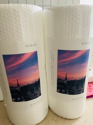 부직포나라 중금속유해물질ZERO 뜯어쓰는 주방 일회용수세미 60매 2매 — 5점을 준 리뷰어가 2022년 11월 올린 사용 사진