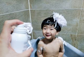 여우두마리 아기 버블클렌저 버블폼 거품놀이 유아바디워시 배쓰밤 입욕제 — 5점을 준 리뷰어가 2021년 2월 올린 사용 사진