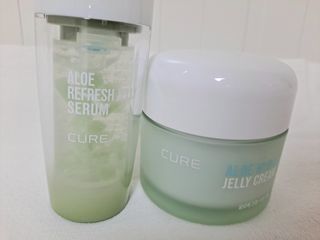 김정문알로에 큐어 큐어 알로에 리프레쉬 젤리 세럼, 큐어 알로에 하이드로 젤리 크림 — 5점을 준 리뷰어가 2021년 3월 올린 사용 사진