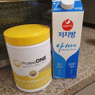 프로티원 단백질쉐이크 곡물맛 2주분 1통+보틀 — 5점을 준 리뷰어가 2021년 4월 올린 사용 사진