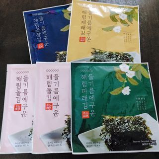 [해림맛김] 들기름에 구운 바삭바삭 김 4종 세트 + 1종 랜덤발송 총5개입 — 5점을 준 리뷰어가 2021년 2월 올린 사용 사진