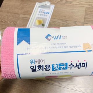 위케어 일회용 향균 수세미 50매 2롤 세트 총 100매 Pink — 4점을 준 리뷰어가 2021년 2월 올린 사용 사진