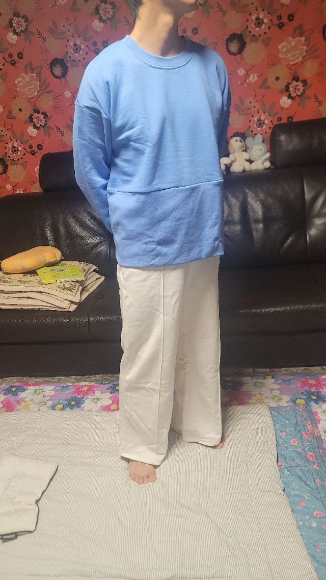 더블 소프트 플리스 핀턱 세미와이드 팬츠🌿💙 리뷰 사진