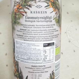 H365 [Kaskein Luomutyrniglögi] 핀란드 전통 무알콜 멀드와인 시벅톤 글로기 — 4점을 준 리뷰어가 2021년 5월 올린 사용 사진