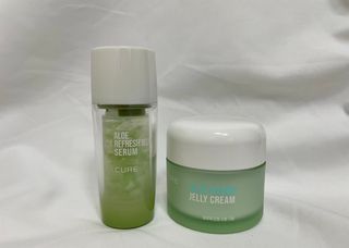 김정문알로에 큐어 큐어 알로에 리프레쉬 젤리 세럼, 큐어 알로에 하이드로 젤리 크림 — 4.5점을 준 리뷰어가 2021년 4월 올린 사용 사진