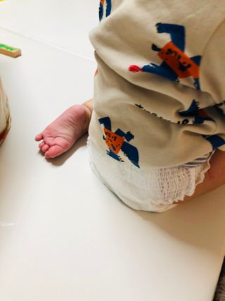 오브맘 밤 프리미엄 아기 기저귀 팬티형 밴드형 — 3점을 준 리뷰어가 2021년 1월 올린 사용 사진