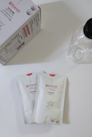 클린24시간 1BOX(5포) + 전용보틀(500ml) — 3.5점을 준 리뷰어가 2022년 8월 올린 사용 사진