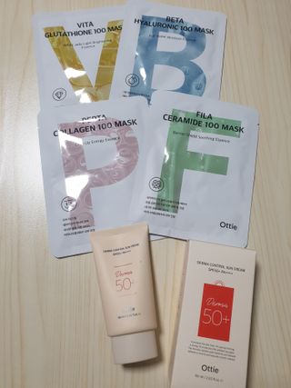 [오띠] SET_더마 컨트롤 선 크림( SPF50+ PA++++) & 100 마스크팩 x  4매 (수분/탄력/광채/장벽) — 5점을 준 리뷰어가 2022년 7월 올린 사용 사진