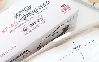 JHWORLD 스누피 마스크 정품 스누피 KF-AD 국내 비말차단 아동용 성인용 일회용 덴탈마스크 50매 — 5점을 준 리뷰어가 2021년 6월 올린 사용 사진