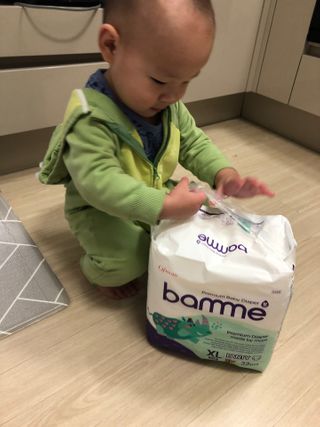오브맘 밤 프리미엄 아기 기저귀 팬티형 밴드형 — 2점을 준 리뷰어가 2021년 1월 올린 사용 사진