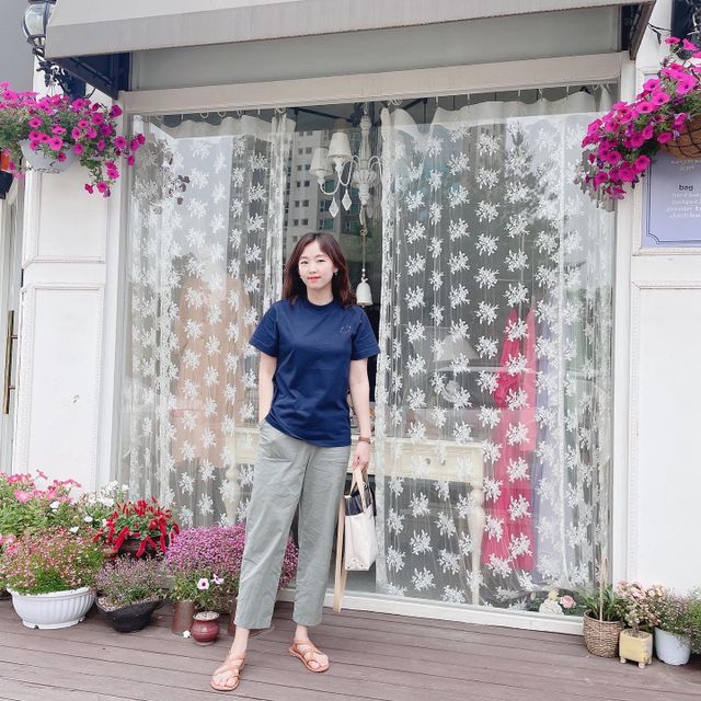 High Neck T-Shirt Navy, Gray 리뷰 사진