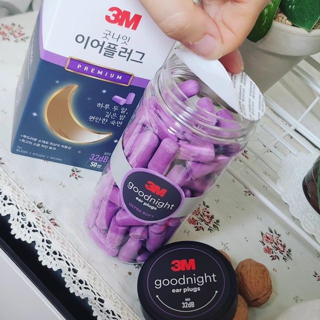 3M 소음방지 수면 귀마개 굿나잇 이어플러그 오렌지/퍼플 50쌍 리뷰 사진