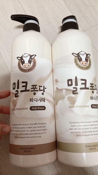 [과일나라] 대용량 밀크퐁당 바디로션+바디워시 2종 — 5점을 준 리뷰어가 2021년 10월 올린 사용 사진