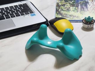힐니스북 [힐마이넥]   거북목 통증완화를 위한 휴대용 목 안마기 — 5점을 준 리뷰어가 2022년 12월 올린 사용 사진