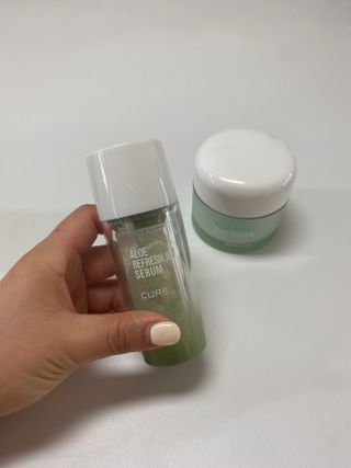 김정문알로에 큐어 큐어 알로에 리프레쉬 젤리 세럼, 큐어 알로에 하이드로 젤리 크림 — 5점을 준 리뷰어가 2021년 4월 올린 사용 사진