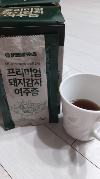 참앤들황토농원 국내산 돼지감자와 여주를 진하게 담은, 프리미엄 돼지감자 여주즙 80ml X 30포 1박스 — 5점을 준 리뷰어가 2023년 2월 올린 사용 사진
